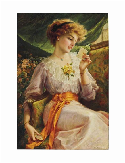Reading a Love Letter by Émile Vernon, 1910