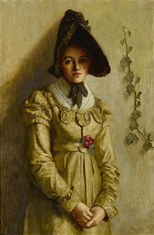 A portrait of a girl in a bonnet - Fanny Sugars