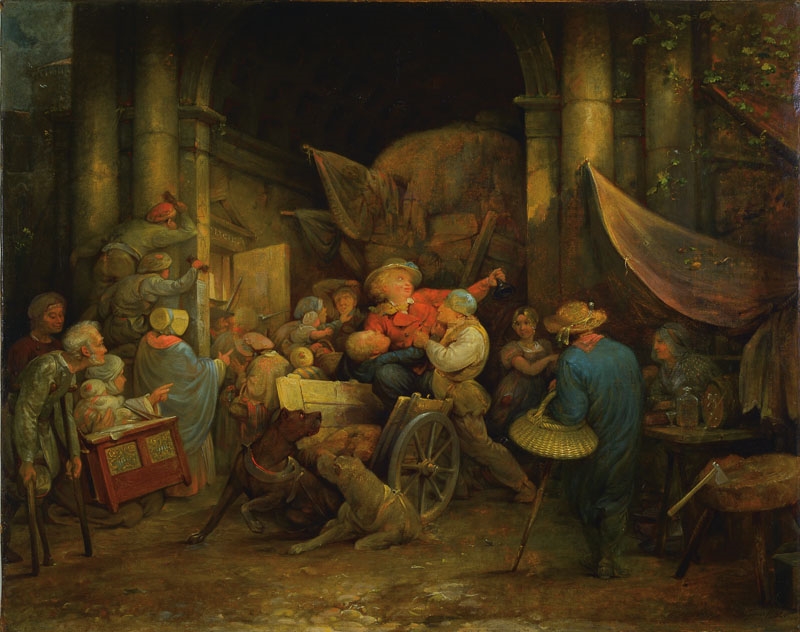 Artwork by Otto de Boer, lively moving scene, Made of oil / canvas