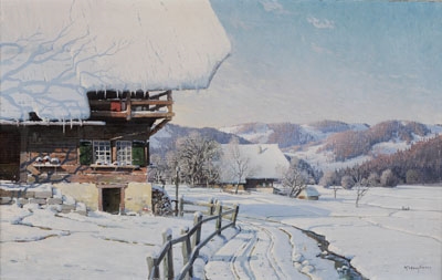 Artwork by Karl Hauptmann, Winter Landscape, Made of oil on canvas