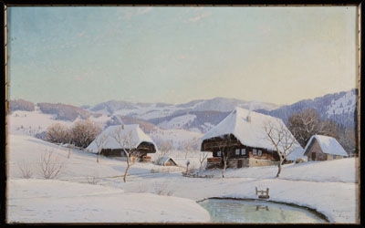 Winter Landscape with Chalets, Freiburg by Karl Hauptmann