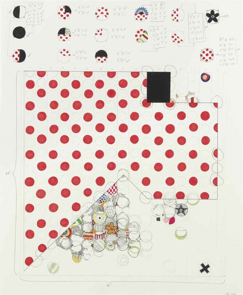 Artwork by Jacob Hashimoto, Drawing for Near the Edge of the World, Made of ink and graphite on paper