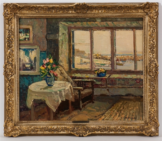 ST IVES HARBOUR FROM STUDIO WINDOW by Leonard Richmond