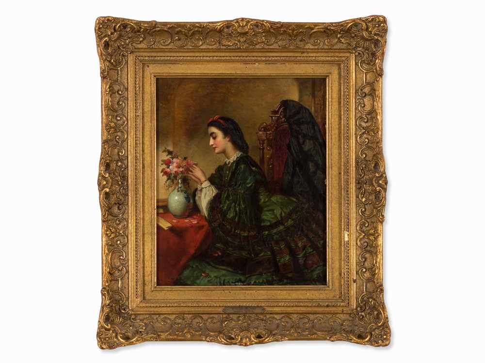 Artwork by William M. Hay, He Loves Me, He Loves Me Not, Made of Oil on cardboard