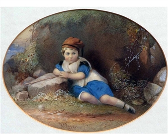 Young Child resting in Landscape - J. W. Turner