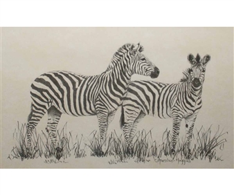 Rhino, Giraffes, Leopard, Zebras and African Warrior and his Wife - C. Marsden-Huggins