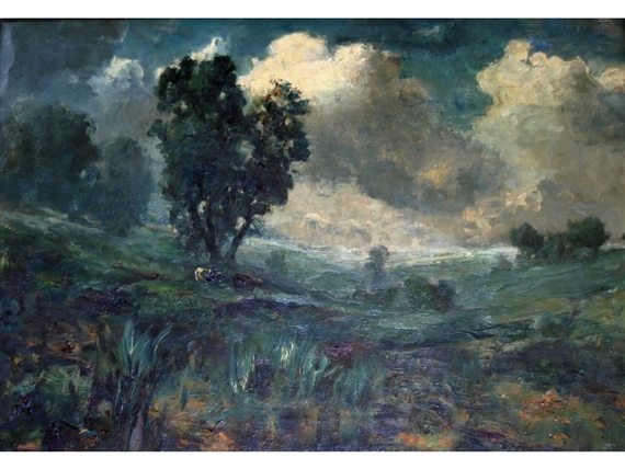 Cattle in a Field Stormy Sky by George A. Boyle