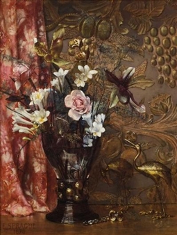 Summer flowers in a Bohemian glass goblet - Edith Sprague