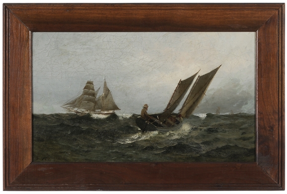 J.R. Miles | Sailing Vessel and Boat in Rough Seas | MutualArt