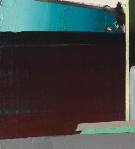 Artwork by Norbert Filep, Red, Blue, Grey, Green with Yellow stripes, Made of Oil on canvas