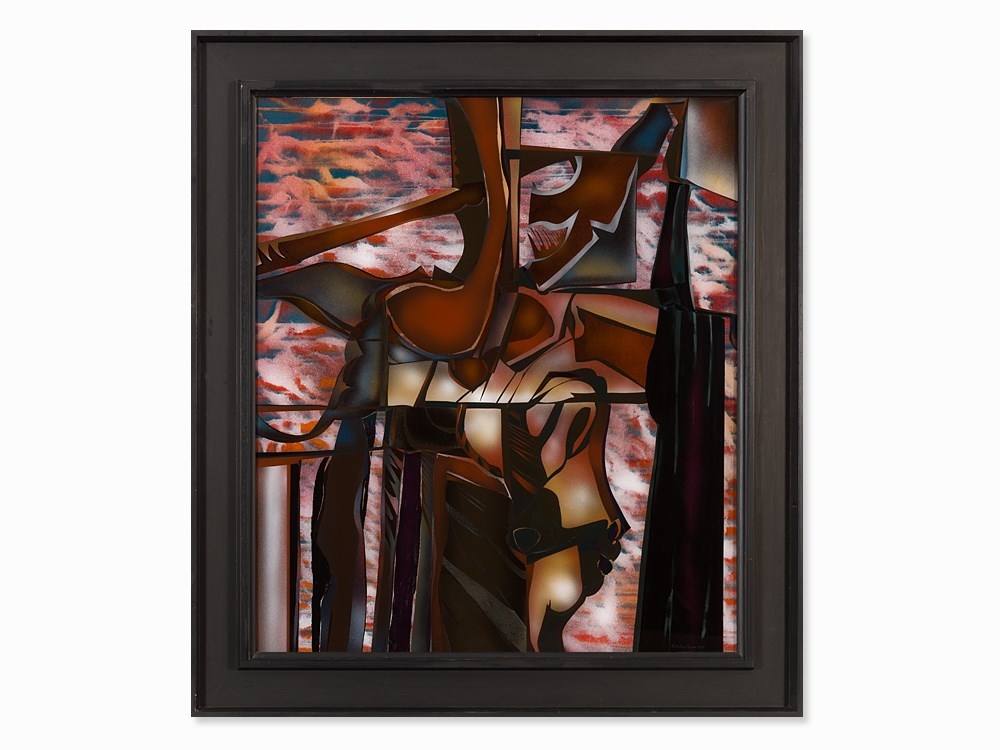 Artwork by Alexej Iljitsch Baschlakow, Bomarzo - Gigant in nordischer Landschaft, Made of Acrylic on acrylic glass