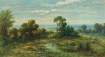 wide landscape with walkers - J.Th. Sturm