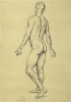 standing male back nude, difficult to read - R. Bandel