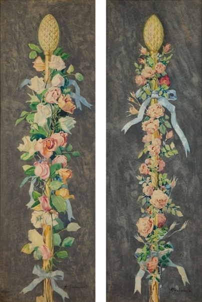 Artwork by Andrzej Grabowski, Harvest wreathes, Made of watercolor on paper