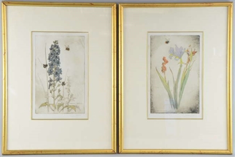 pair of Art Nouveau prints of flowers - Laurence Perugini