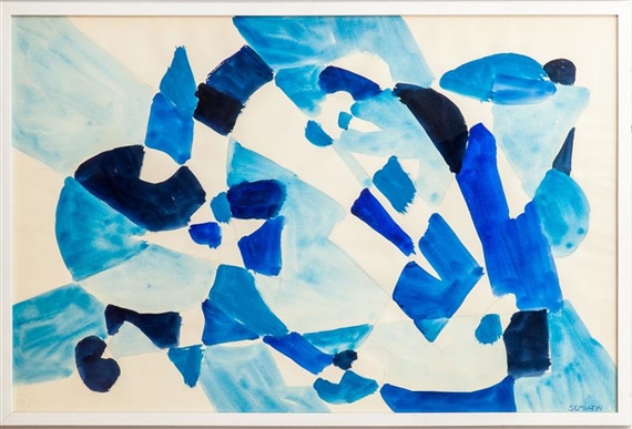Untitled (Abstract in Blue) by Jacob Semiatin