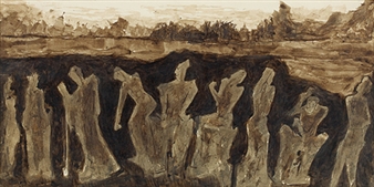 Untitled (Figures in Sepia) - Rabindranath Tagore