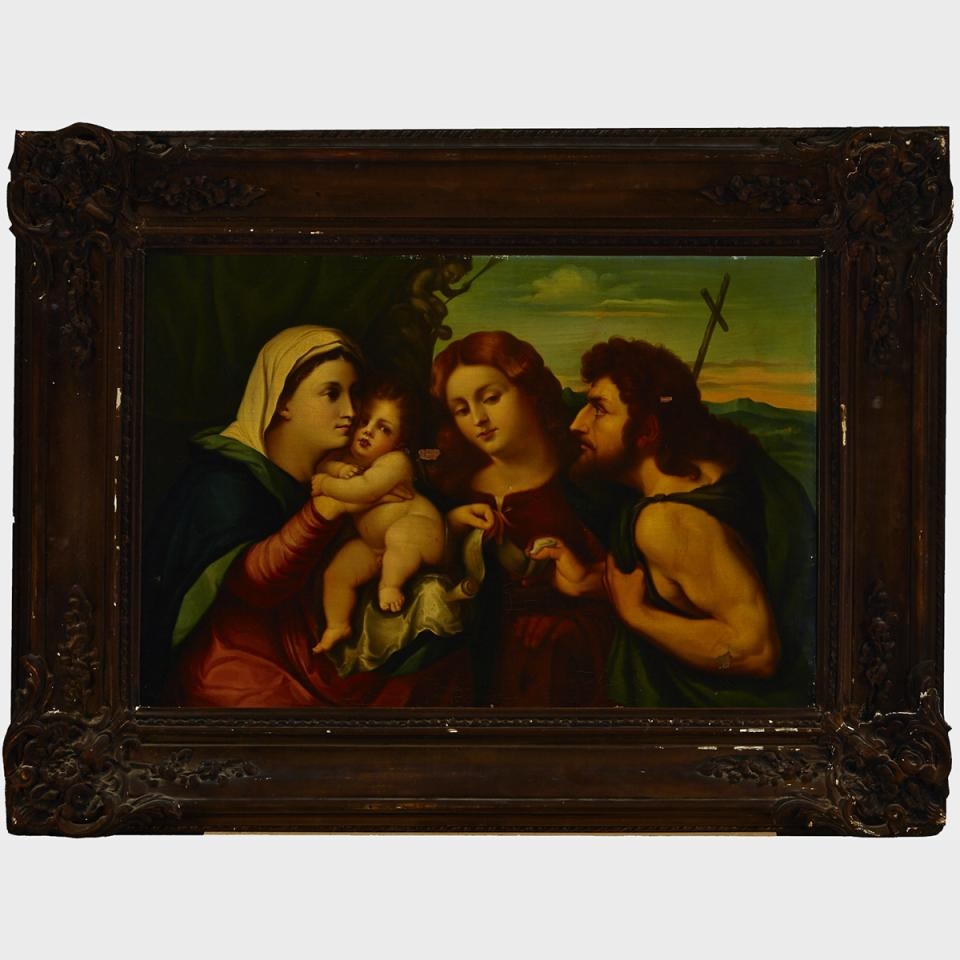 SACRA COVERSAZIONE (THE MADONNA AND CHILD WITH WITH SAINTS CATHERINE AND JOHN THE BAPTIST) by Jacopo Palma il Vecchio