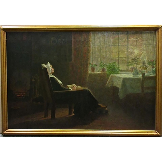 DUTCH WOMAN READING by John Wycliffe Lowes Forster