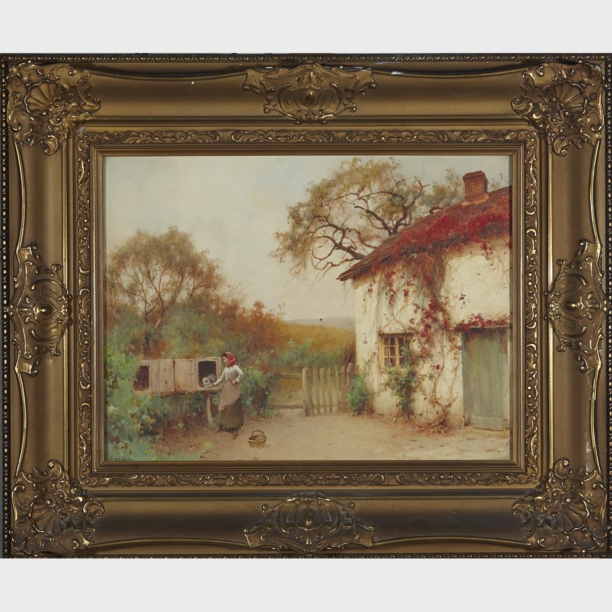 Benjamin D. Sigmund | FEEDING THE PET RABBIT IN A YARD | MutualArt