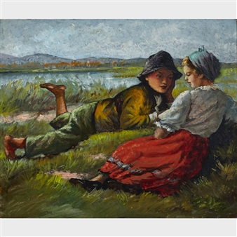 YOUNG COUPLE IN A FIELD