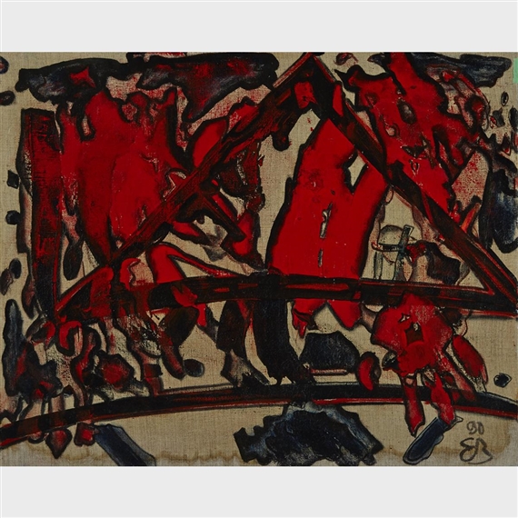 BLACK AND RED ABSTRACT by Jewgenij Sergejewitsch Wachtangow, 1990