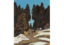 Artwork by Hirohide Hashimoto, Pathways with Japanese Cedar, Made of oil on canvas