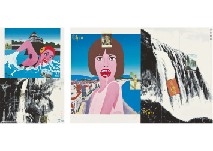 a set of 5; Then and now; Moat; Slaver; Monalisa; Razor; Automobile by Tadanori Yokoo, 1991