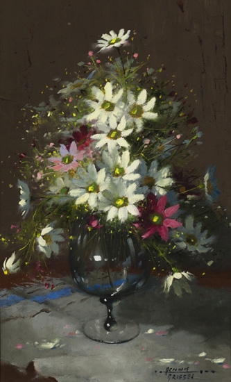 Cosmos Flowers in a Glass Vase
