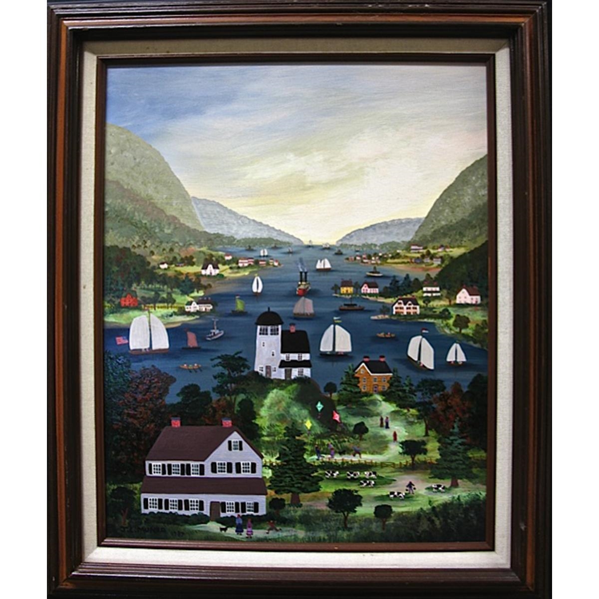 Artwork by Janet Munro, VIEW OF THE HUDSON RIVER VALLEY, Made of mixed media on board