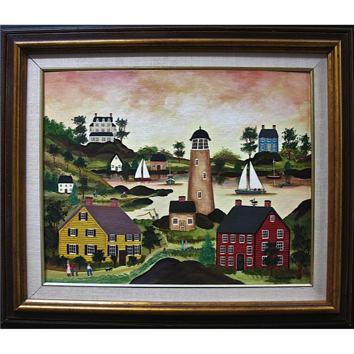 Artwork by Janet Munro, THE LIGHTHOUSE, Made of mixed media on canvas board