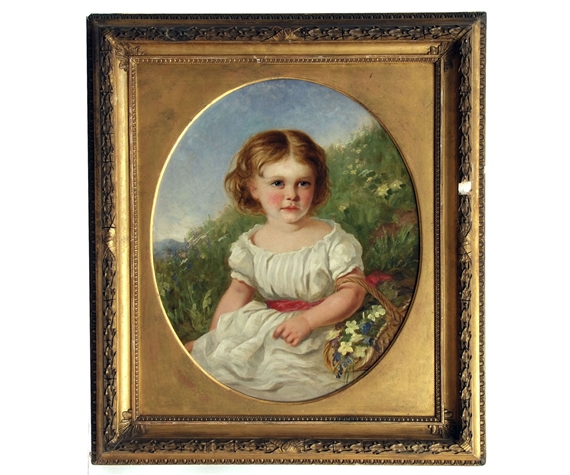 Sidney Hodges | Portrait of a young Girl with a Basket of Primroses ...