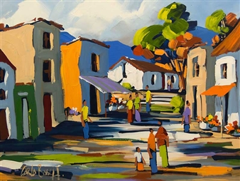 Street Scene with Figures - Carla Bosch