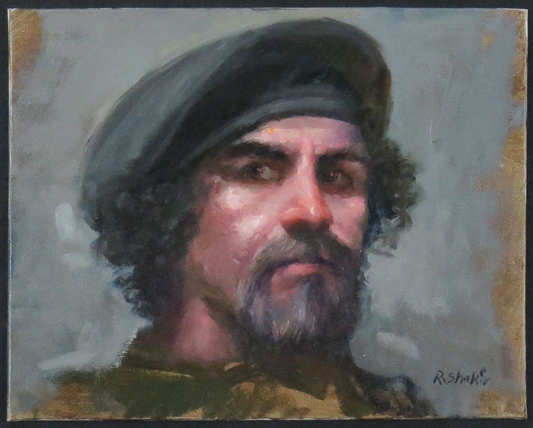 Artwork by R. Shakir, Man with Beret, Made of Oil on canvas
