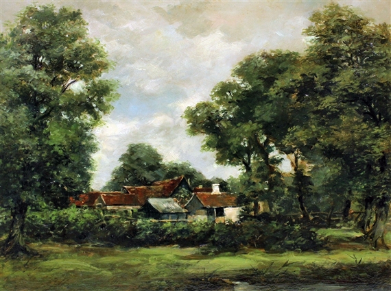 Country Cottage In A Rural Landscape, English Country Landscape Paintings