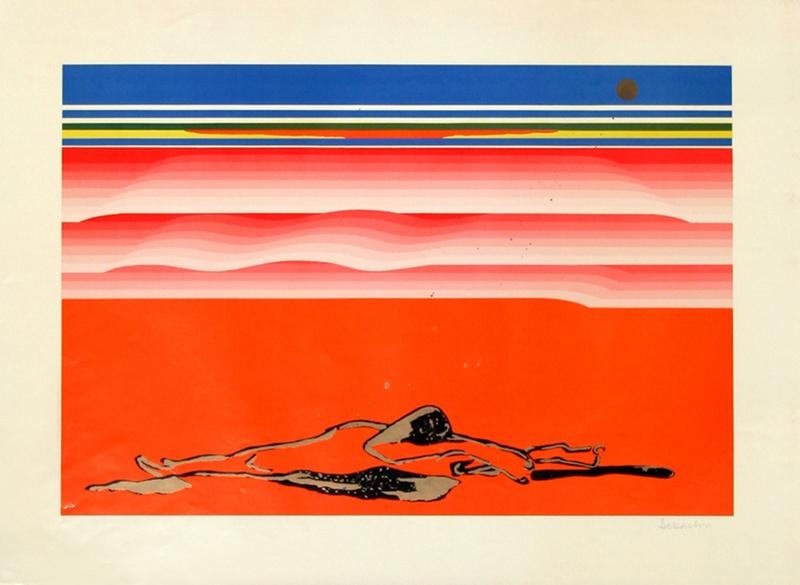 Artwork by M. Debashis, Untitled - Beach Nap, Made of Silkscreen on Glossy Paper