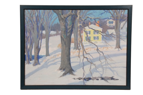 Yellow House, Falling Branch in Snow by Caroll Thayer Berry, circa 1930s