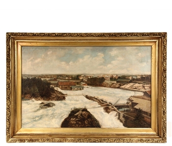 Spring Freshet on the Androscoggin Great Falls, Lewiston, Maine - C. Stahl