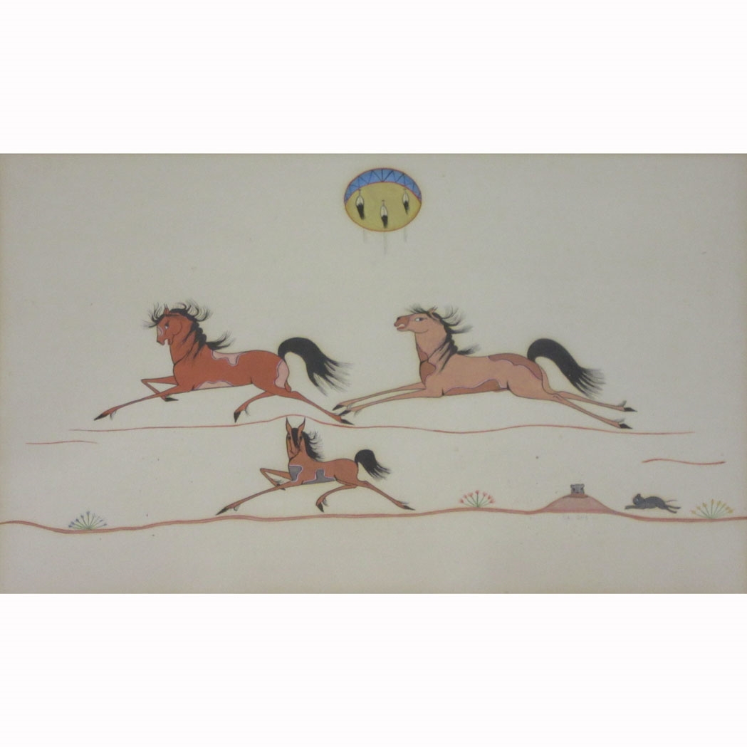 Artwork by Merina Lujan, Horses, Made of Gouache on paper