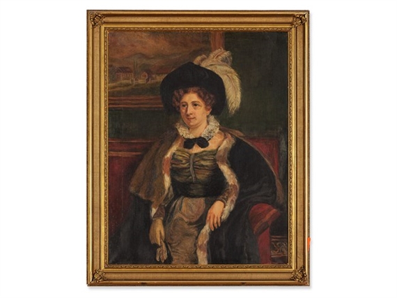 Portrait of a Lady with Painting by Swedish School, 19th Century, around 1900