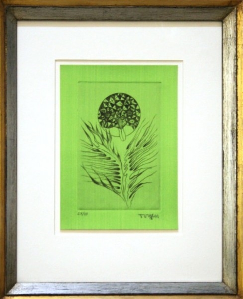 Artwork by Toyen, Svatokrádežný les, Made of drypoint on silk