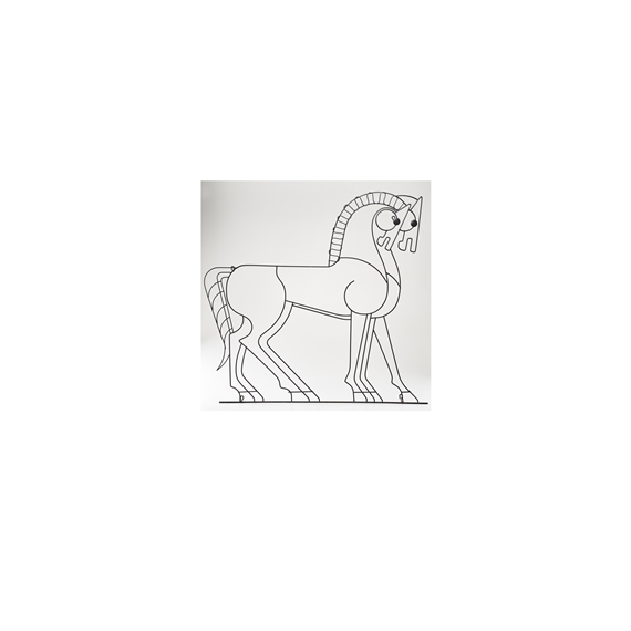 Wire wall sculpture of a pair of stallions, Philadelphia by Frederick Weinberg, circa 1950s