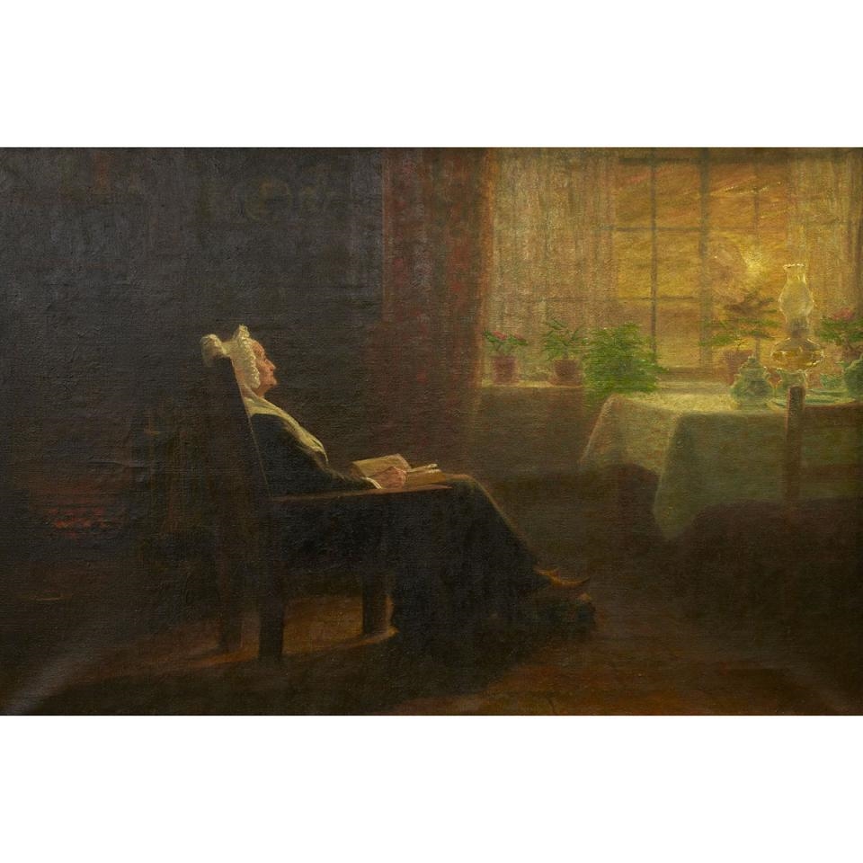 Artwork by John Wycliffe Lowes Forster, DUTCH WOMAN READING, Made of oil on canvas