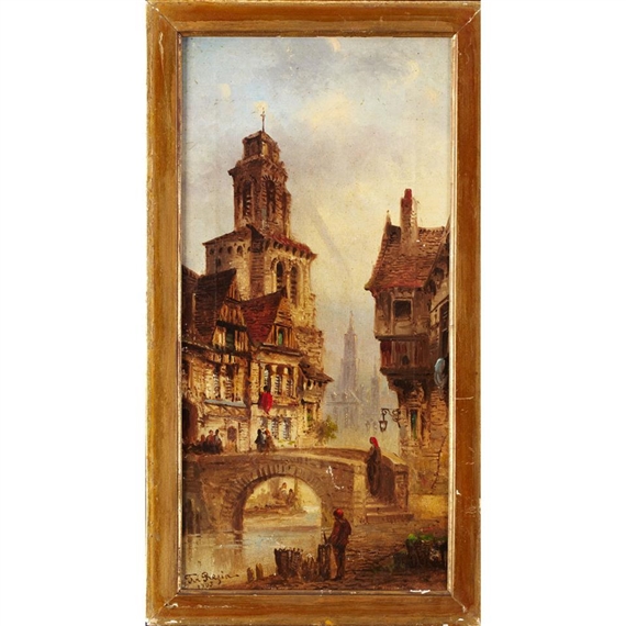 CONTINENTAL TOWN SCENE by Felice Auguste Rezia, 1903