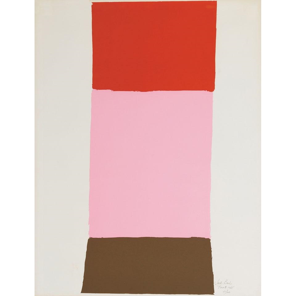 Artwork by Jack Bush, RED, PINK AND BROWN, Made of screen print, printed in colours