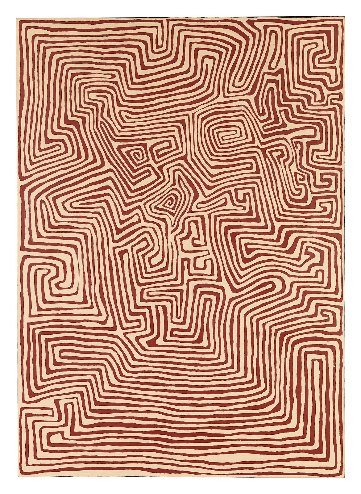 Artwork by Jackie Kurltjunyintja Giles Tjapaltjarri, Tjamu Tjamu, Made of synthetic polymer paint on linen