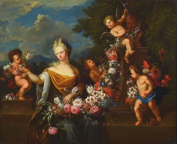Liberti Francois | Allegory of the beauty of a maid of honorbefore the  marriage, flower painting | MutualArt