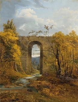 Landscape with a Bridge - Aleksander Płonczyński