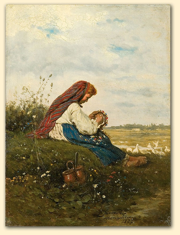 Artwork by Wladislaw Szerner, Gooseherd, Made of oil on board