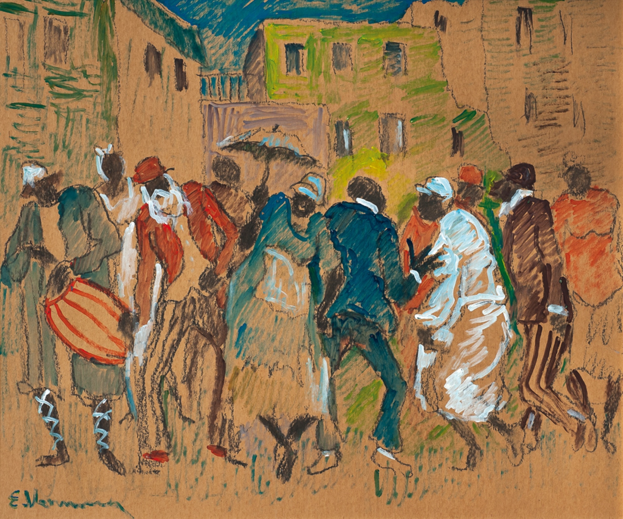 Artwork by Eduardo Vernazza, Candombe, Made of oil on fiber